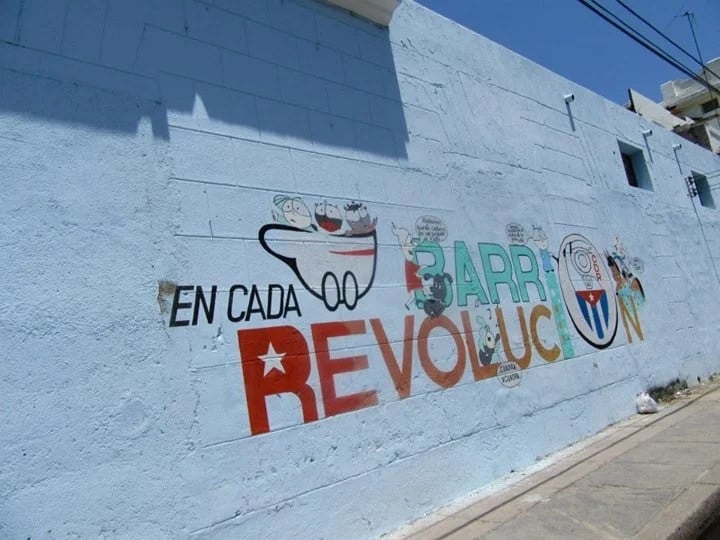 Colourful street art on a wall in Cuba