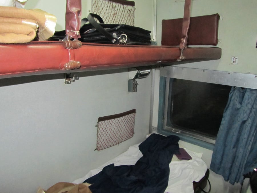 Bunk bed on an Indian train