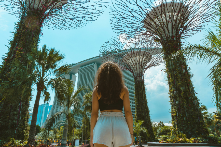Solo woman traveller at Gardens by the Bay in Singapore