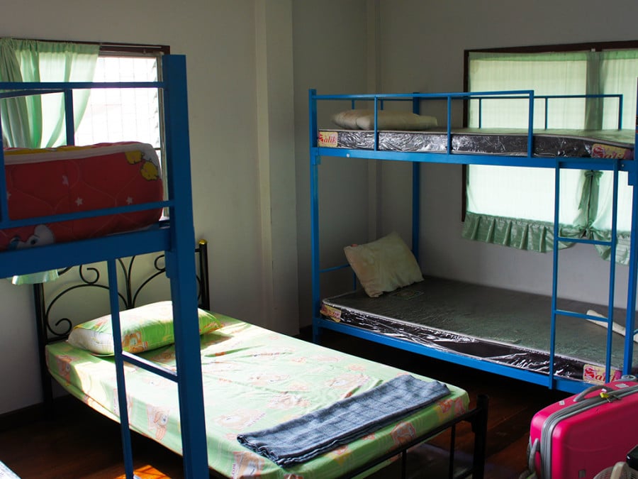 Bunk beds in a hostel