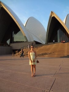 Gillian in front of the Sydney Opera House
