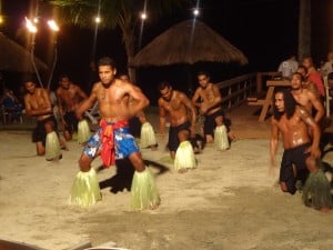 Fijian men doing a traditional dance