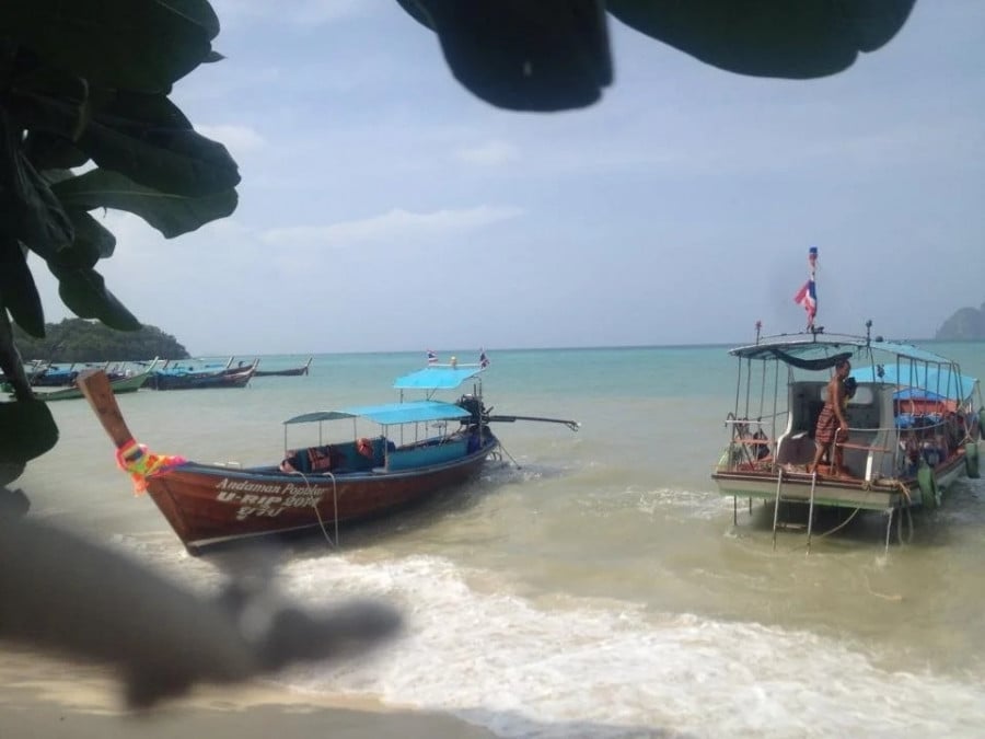 Thai long-tail boats on the shore