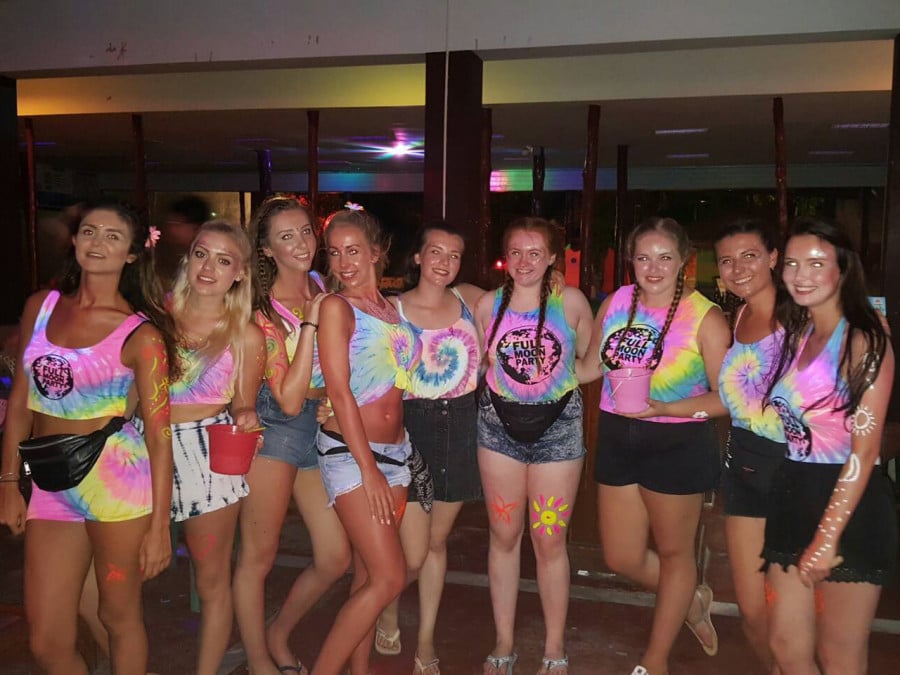 Group of girls ready for Full Moon Party in Thailand