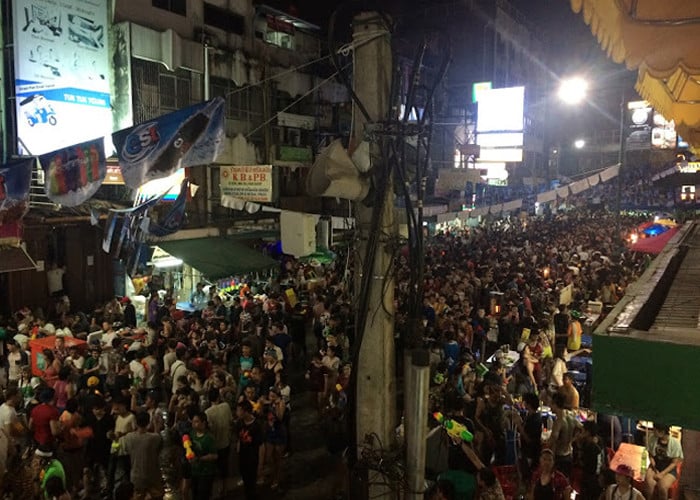 Khao San Road in Bangkok, packed full of people