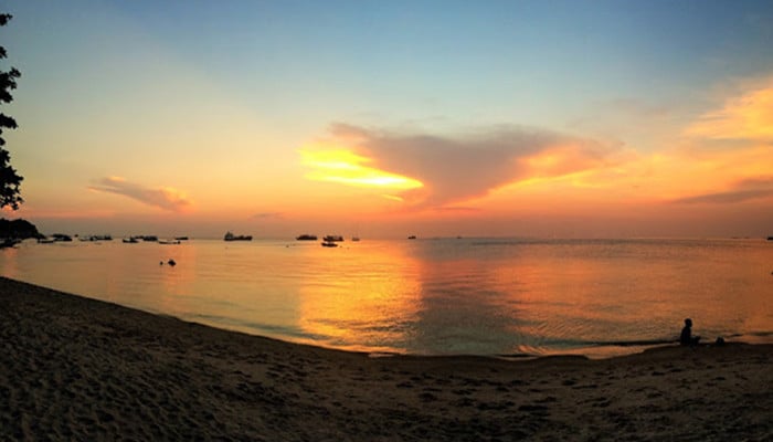 Sunset on a beach on the island of Koh Tao, Thailand