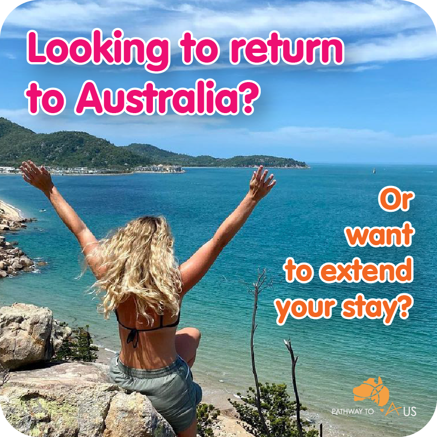 Woman looking over Australian coast. Looking to return to Australia? Or want to extend your stay?