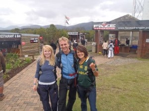 Jenny with a fellow traveller and adrenaline experience operator