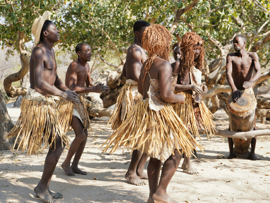 African tribe doing dance ritual