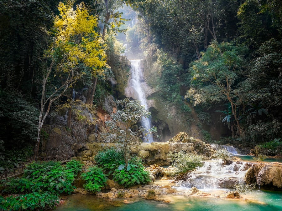 Waterfall in Laos, Asia 