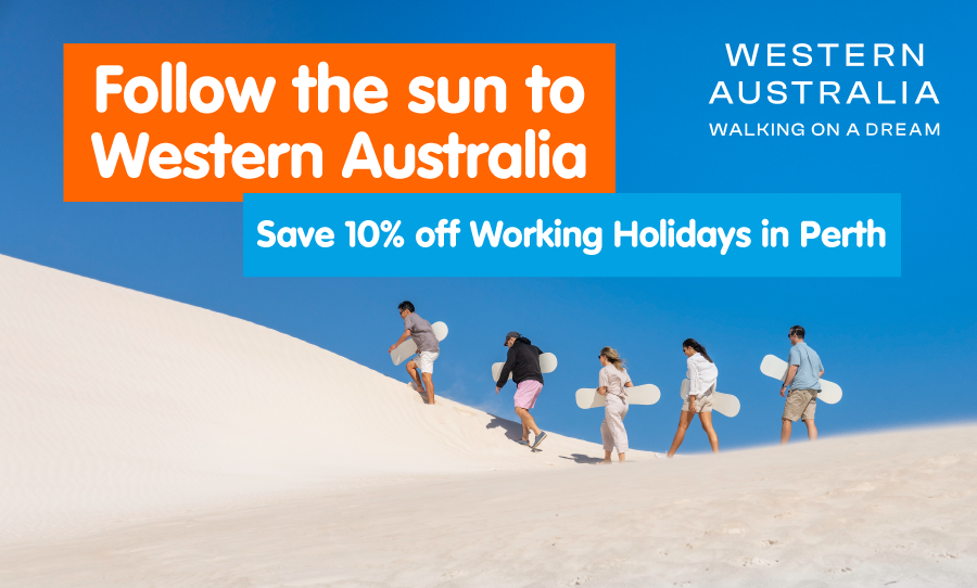 Follow the sun to Western Australia. Save 10% off Working Holidays in Perth