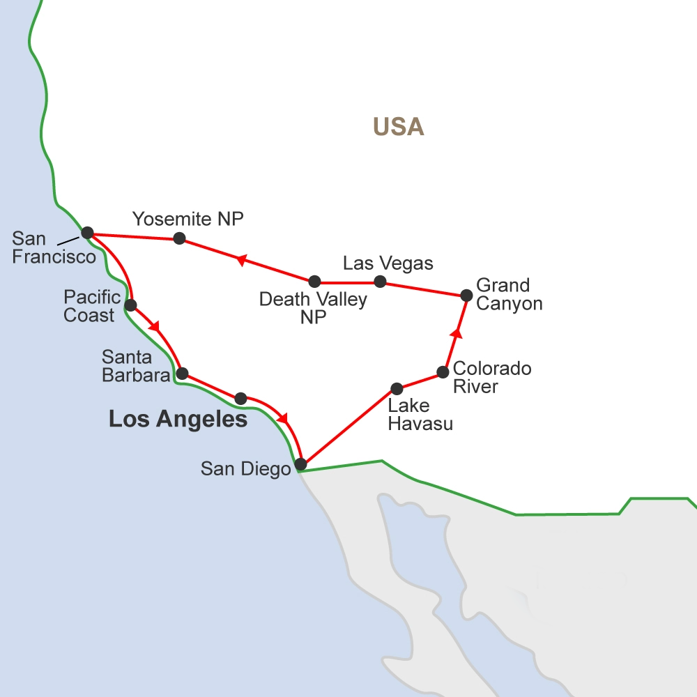 Suggested USA road trip route